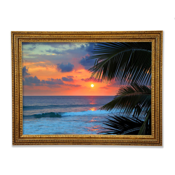 Haus Am Meer Gerahmtes Leinwandbild Stunning Blue Ocean Sunset Wayfair De